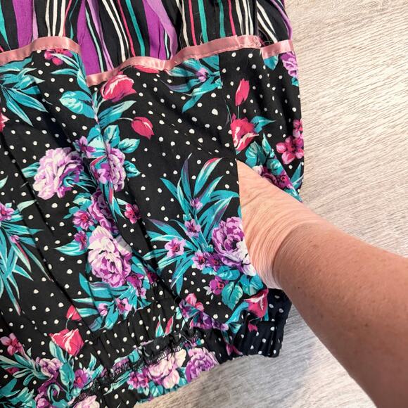 Fairy Whimsigoth Patchwork Boho long Skirt Purple Black Cottagecore Witchy cute - Picture 3 of 4